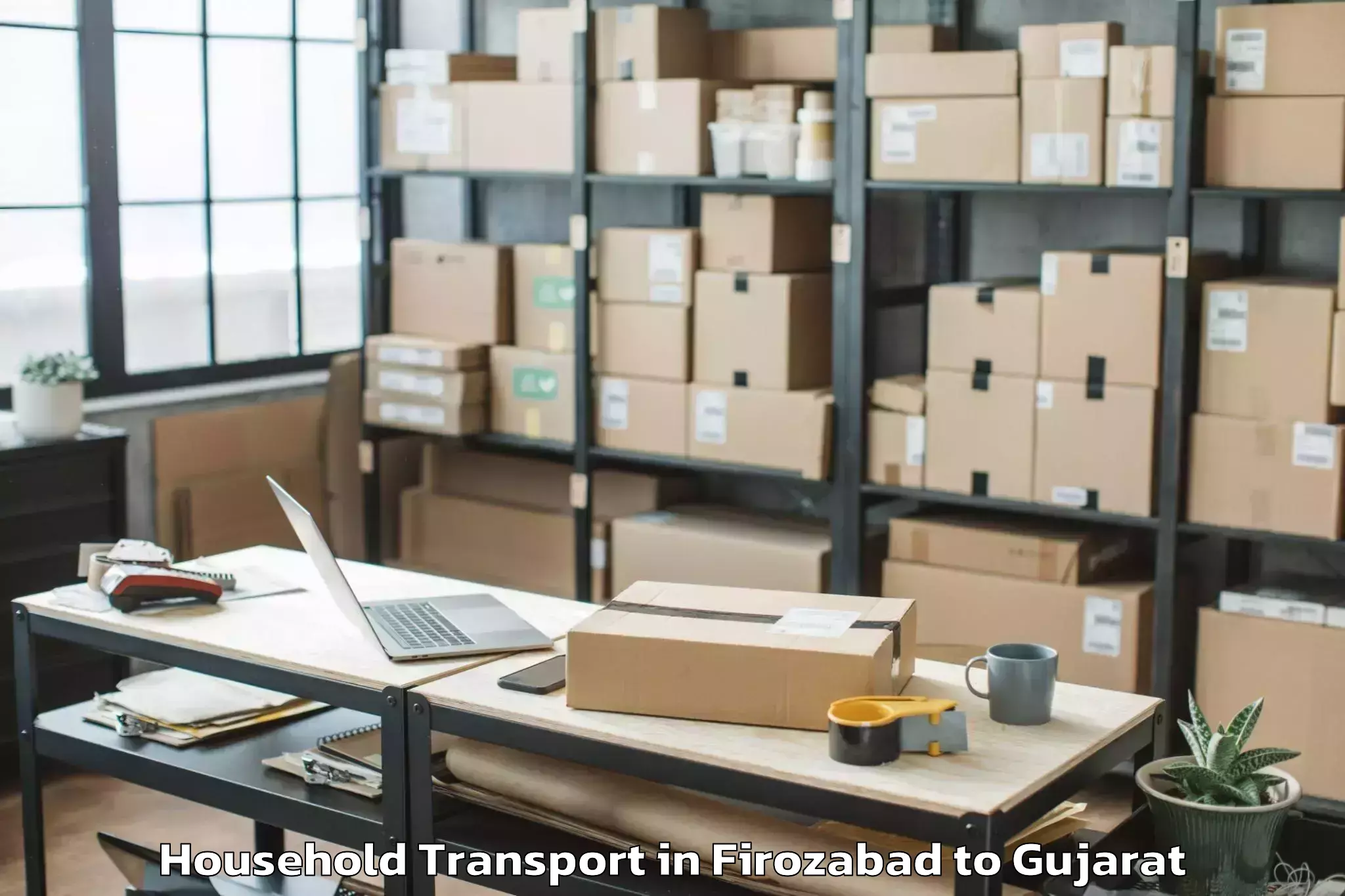 Reliable Firozabad to Delvada Household Transport